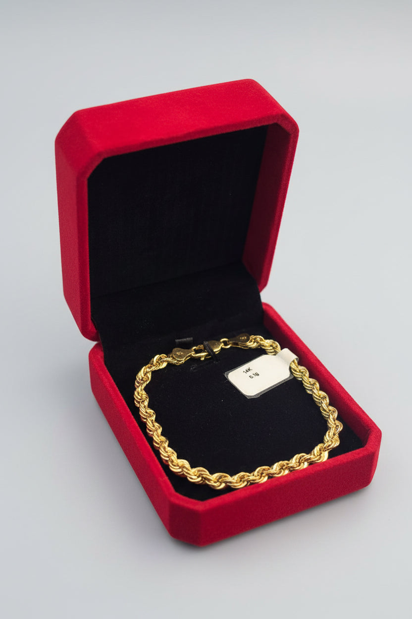 14K Rope Chain Bracelet - Unisex
