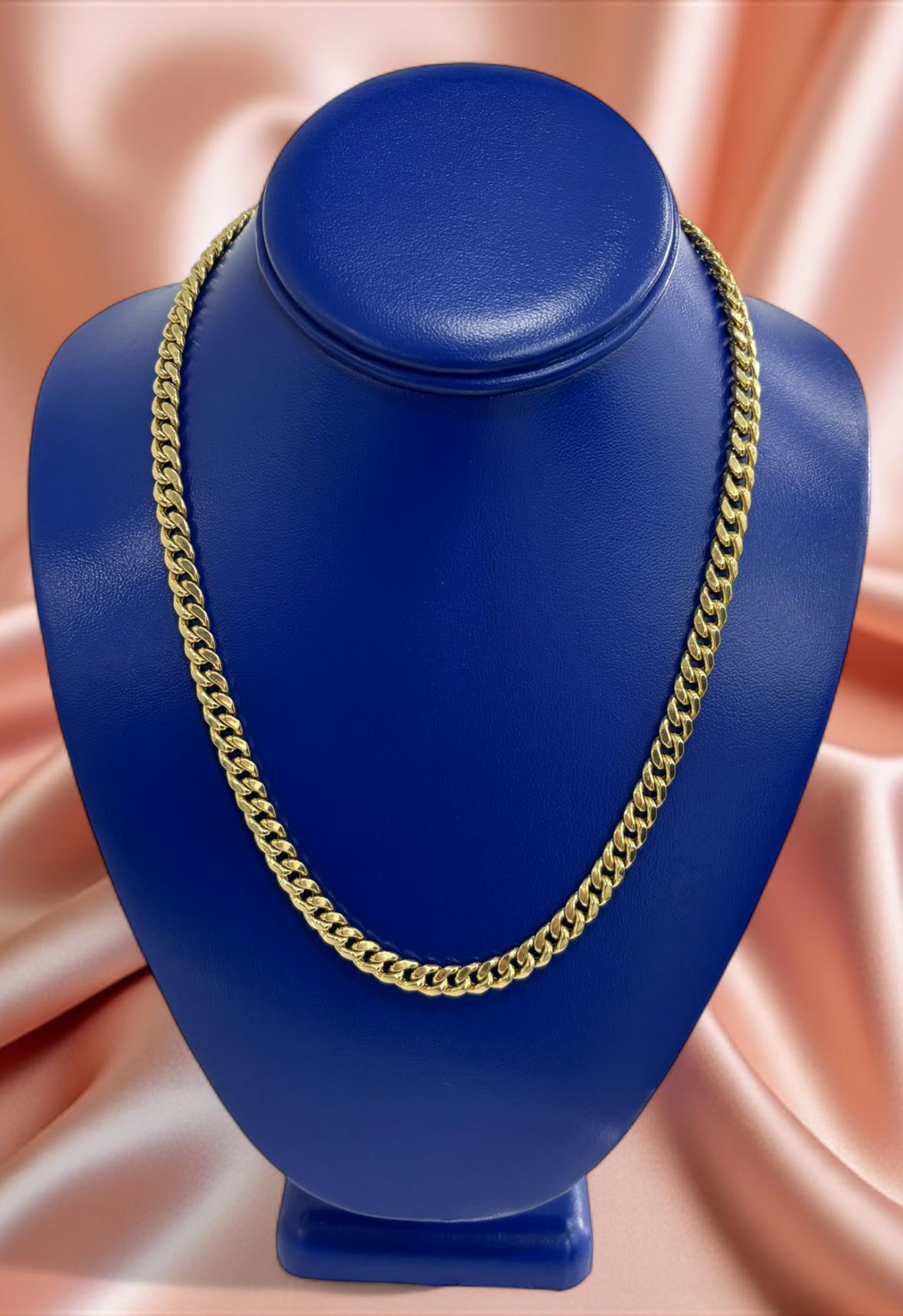 SEMI-SOLID MIAMI CUBAN LINK CHAIN NECKLACE YELLOW GOLD 20" 6.7 MM 10K