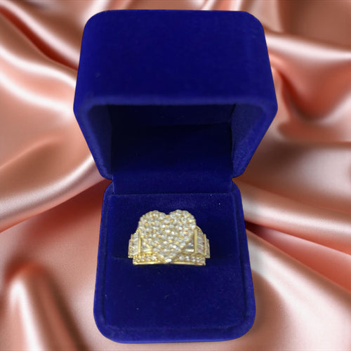PRINCESS HEART RING ITALIAN YELLOW GOLD 10K #8.5